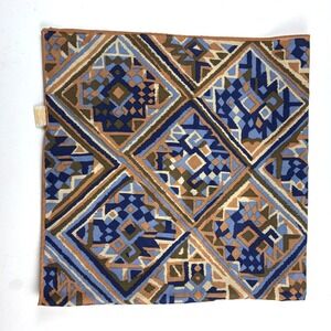 Vtg Glentex Scarf Womens Blue Tan Geometric Diamond Made Japan Retro Mod